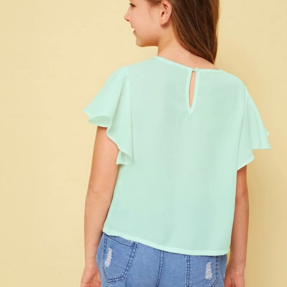 Blue formal white dots on top shirt - Picture 2 of 5